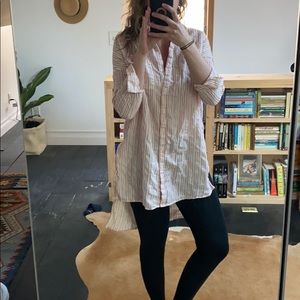 Dobby-Weave Button Down Tunic - sz XS